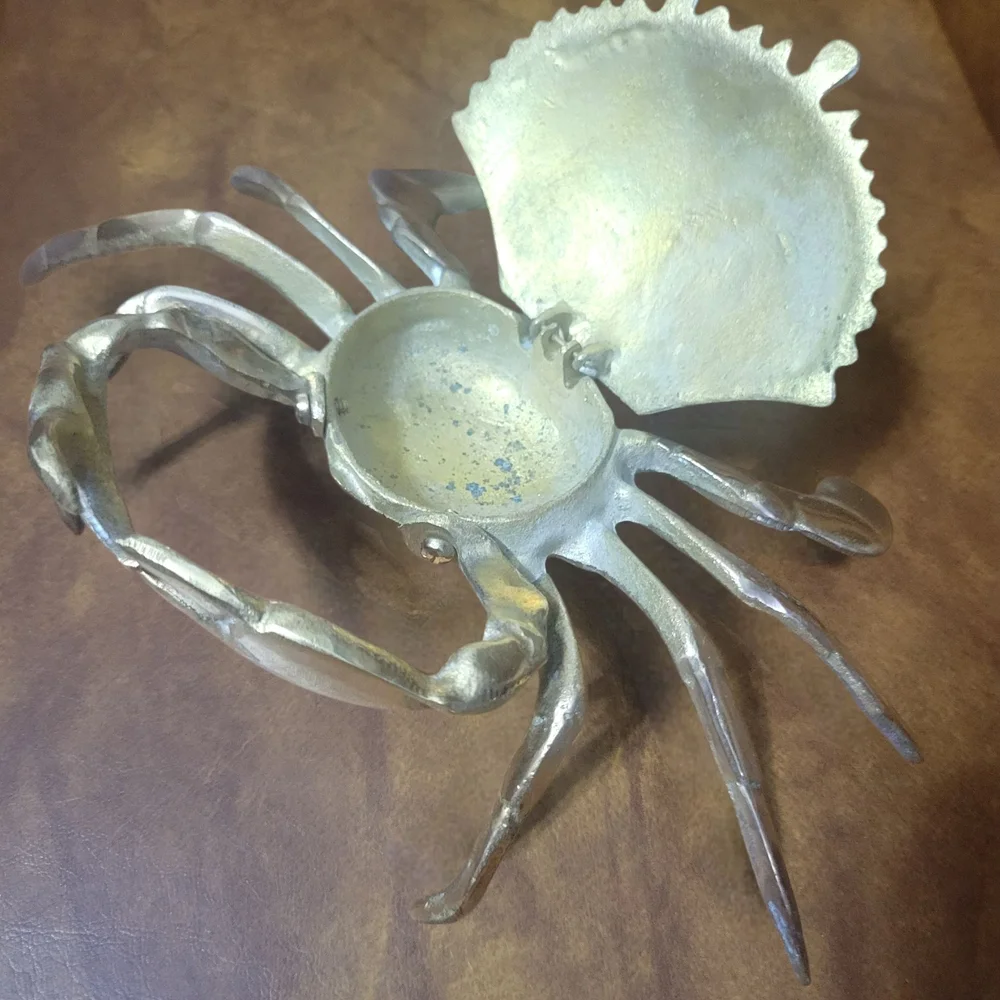 VTG Brass Crab Trinket Box